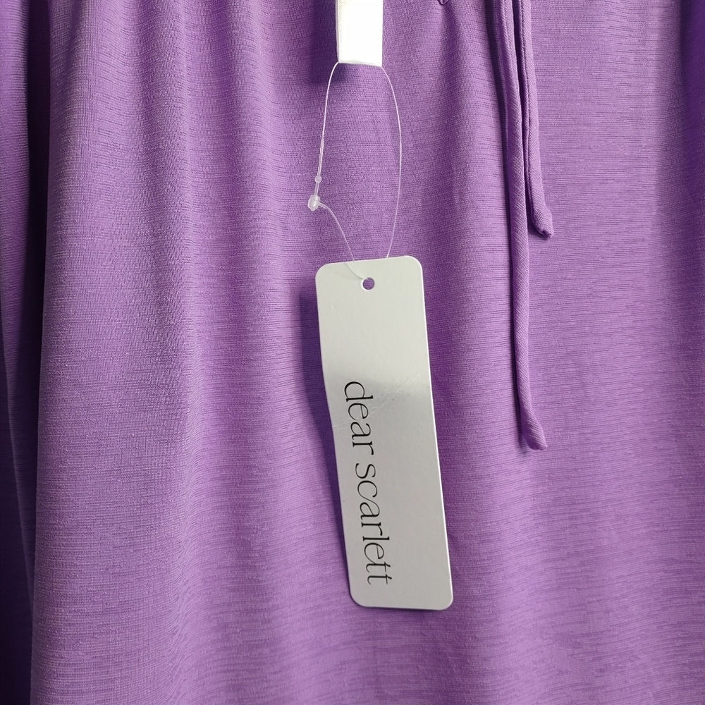 Dear Scarlett Ruched Cap Sleeve Top Blouse in Lavender Color Women's Sz XL NWT - Picture 9 of 11